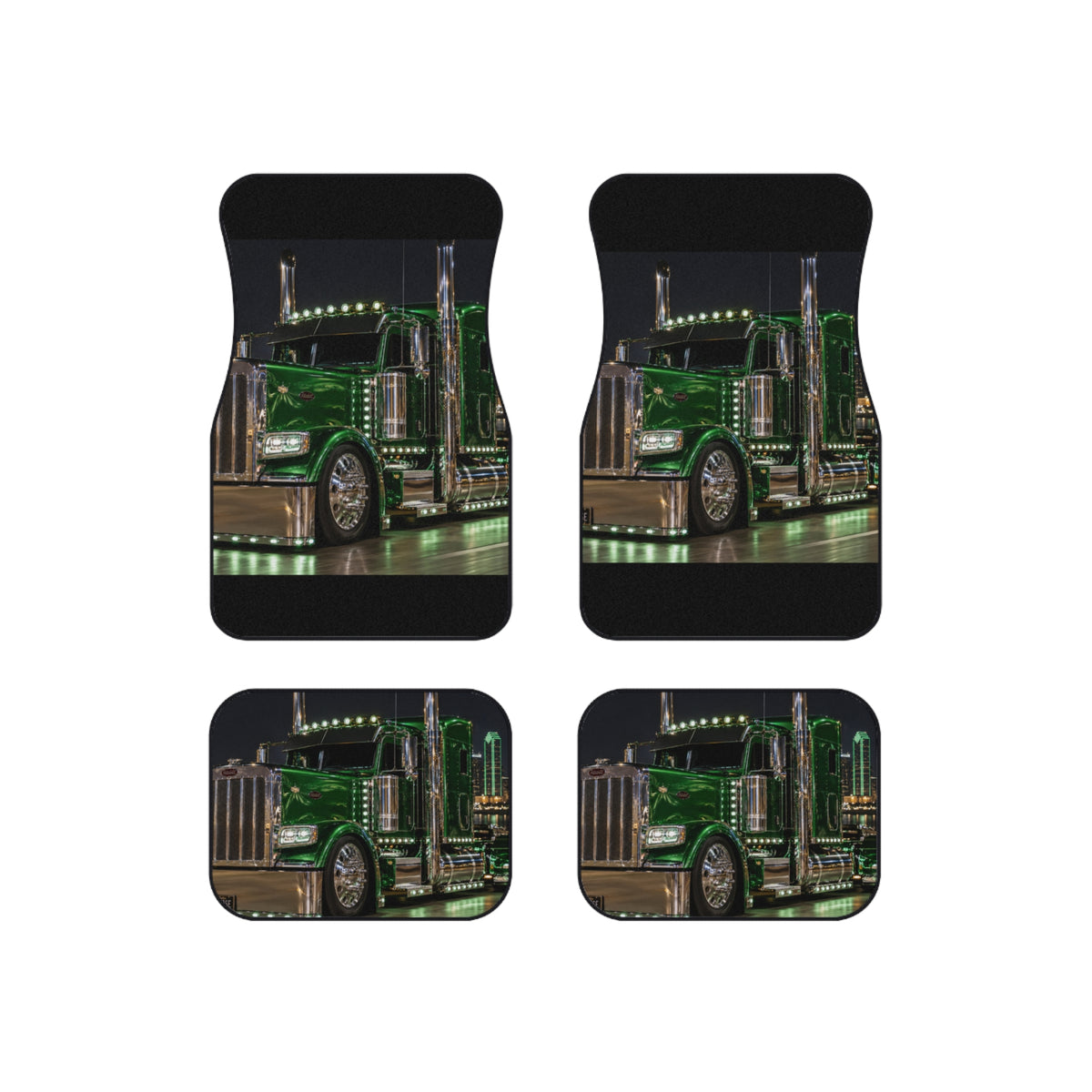 Green Semi Truck Car Mats (Set of 4) — Heavy Duty Custom Truck Floor Mats
