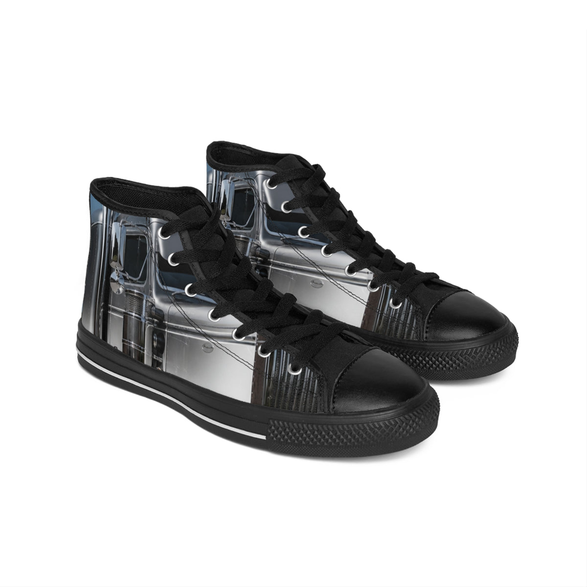 RIGGS 360 Classic High-Top Sneakers — Industrial Metal Train Photo Print