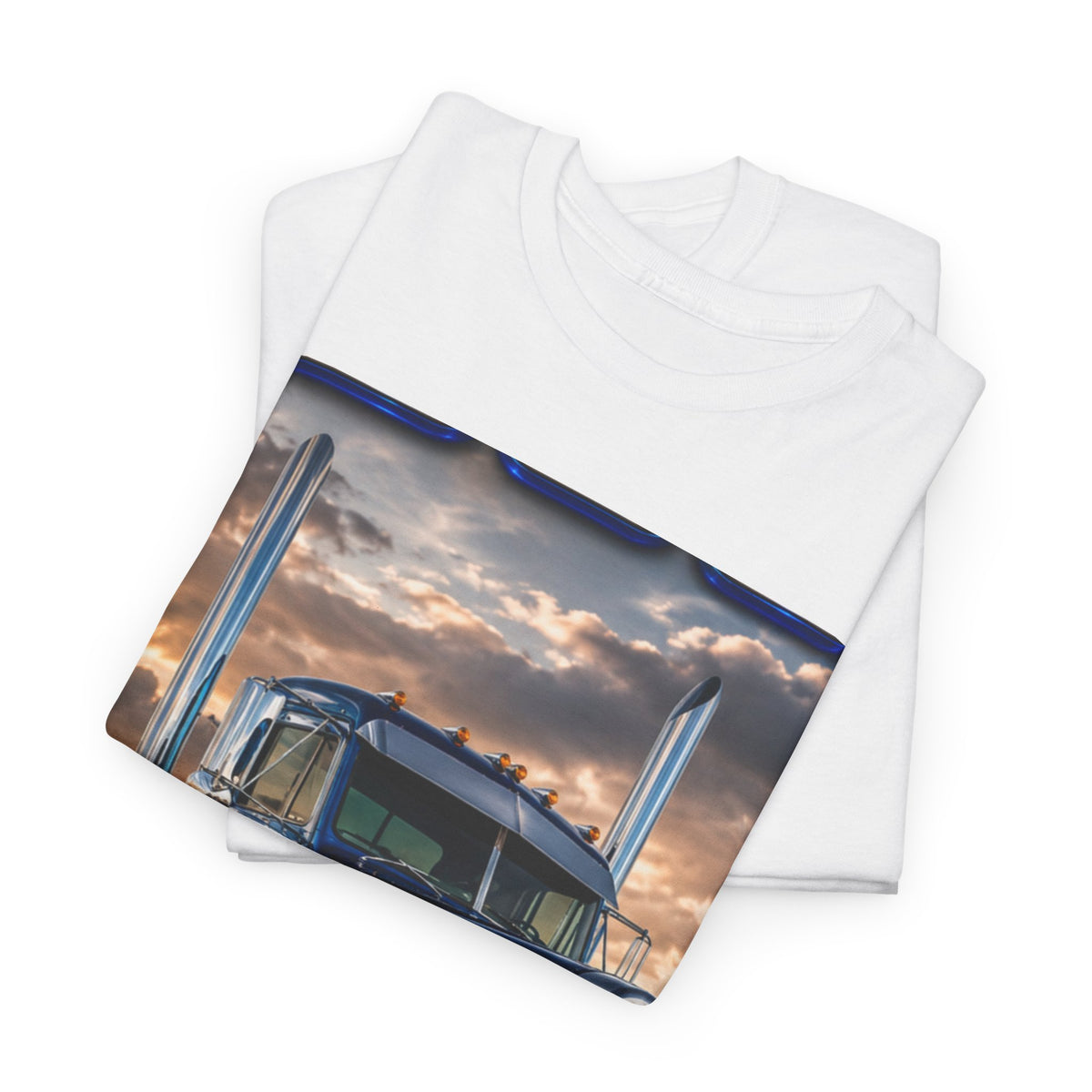 Classic Blue Semi Truck T‑Shirt — Vintage Big Rig Photo Tee for Truckers & Diesel Fans