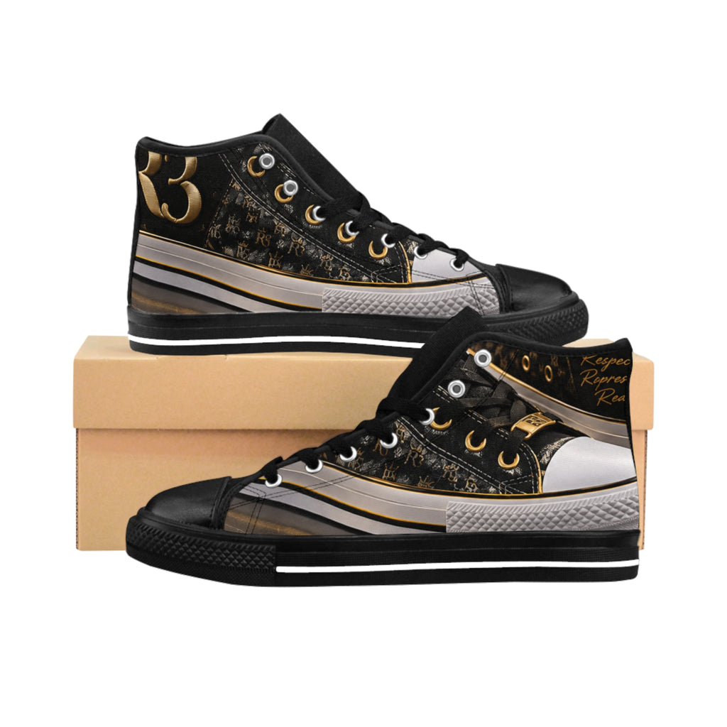 RIGGS 360 Black & Gold Monogram High-Top Sneakers