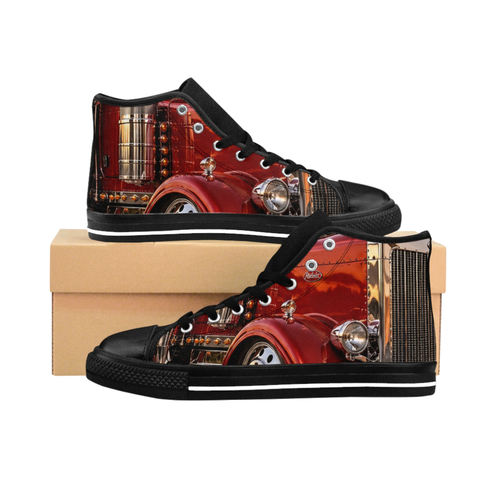 RIGGS 360 Vintage Red Truck High-Top Sneakers — Classic Retro Automotive Men’s Shoes
