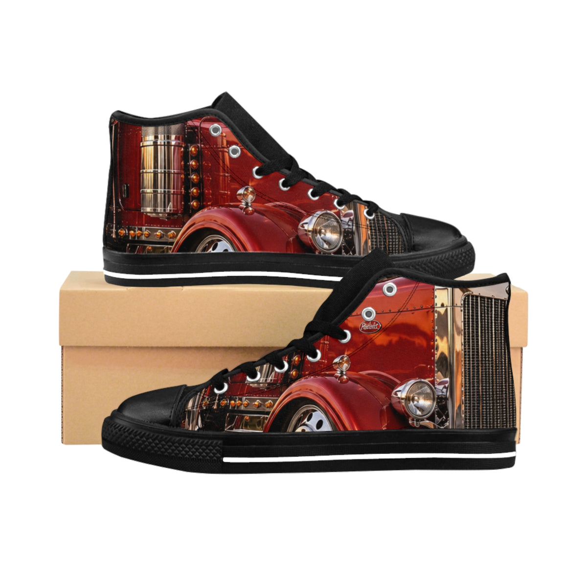 RIGGS 360 Vintage Red Truck High-Top Sneakers — Classic Retro Automotive Men’s Shoes
