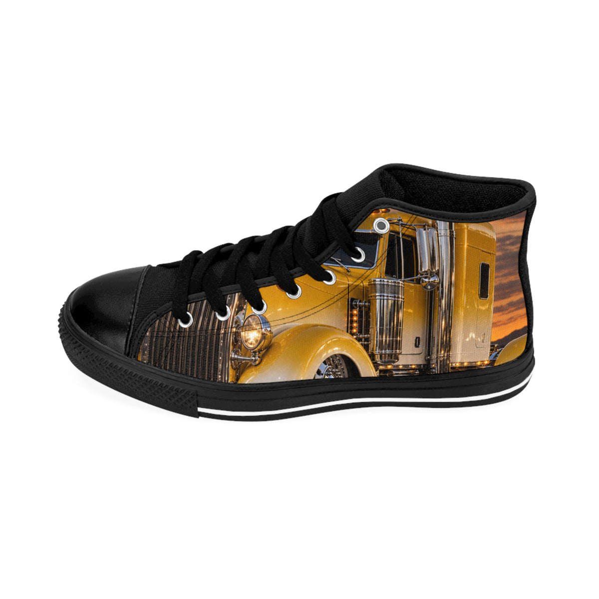RIGGS 360 Yellow Semi Truck High-Top Sneakers — Men's Classic Truck Driver Shoes