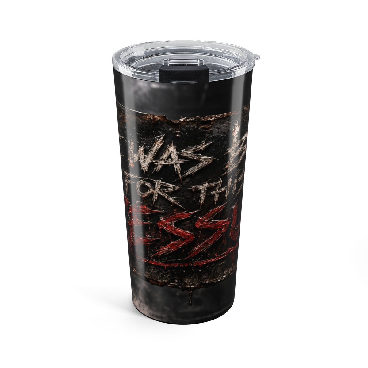 20oz Gothic Cross Tumbler – Distressed Metal & Red Sigil Travel Cup