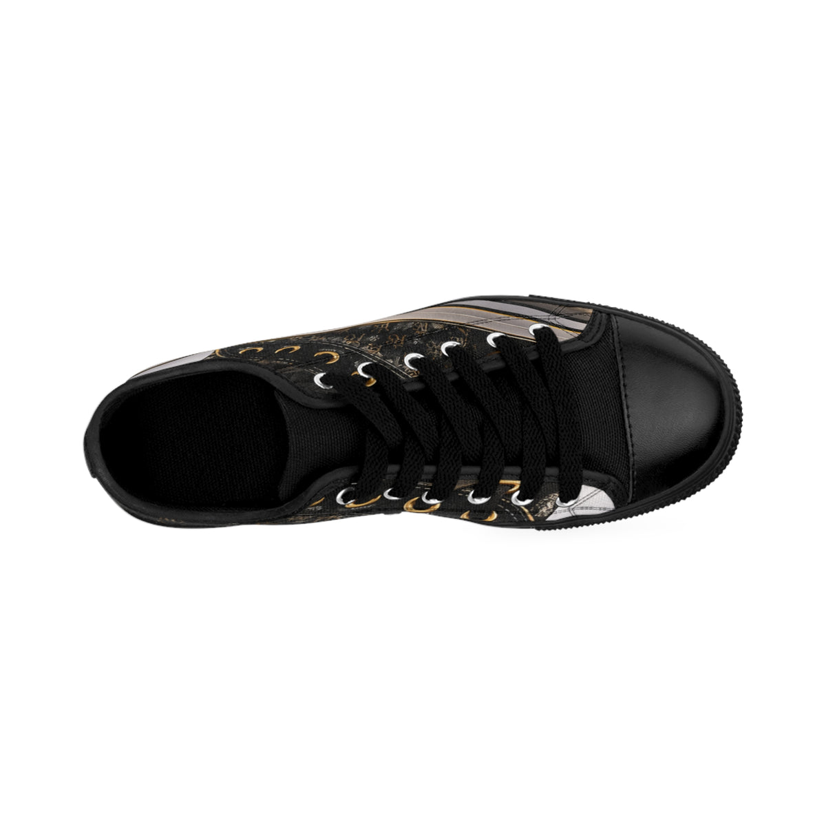 Women's Leopard Accent Sneakers — Black Low-Top Casual Shoes
