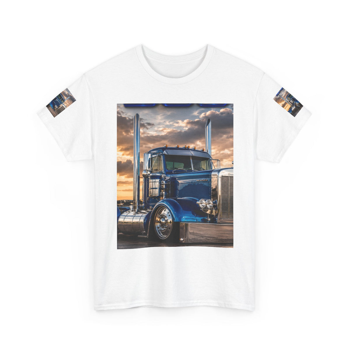 Classic Blue Semi Truck T‑Shirt — Vintage Big Rig Photo Tee for Truckers & Diesel Fans