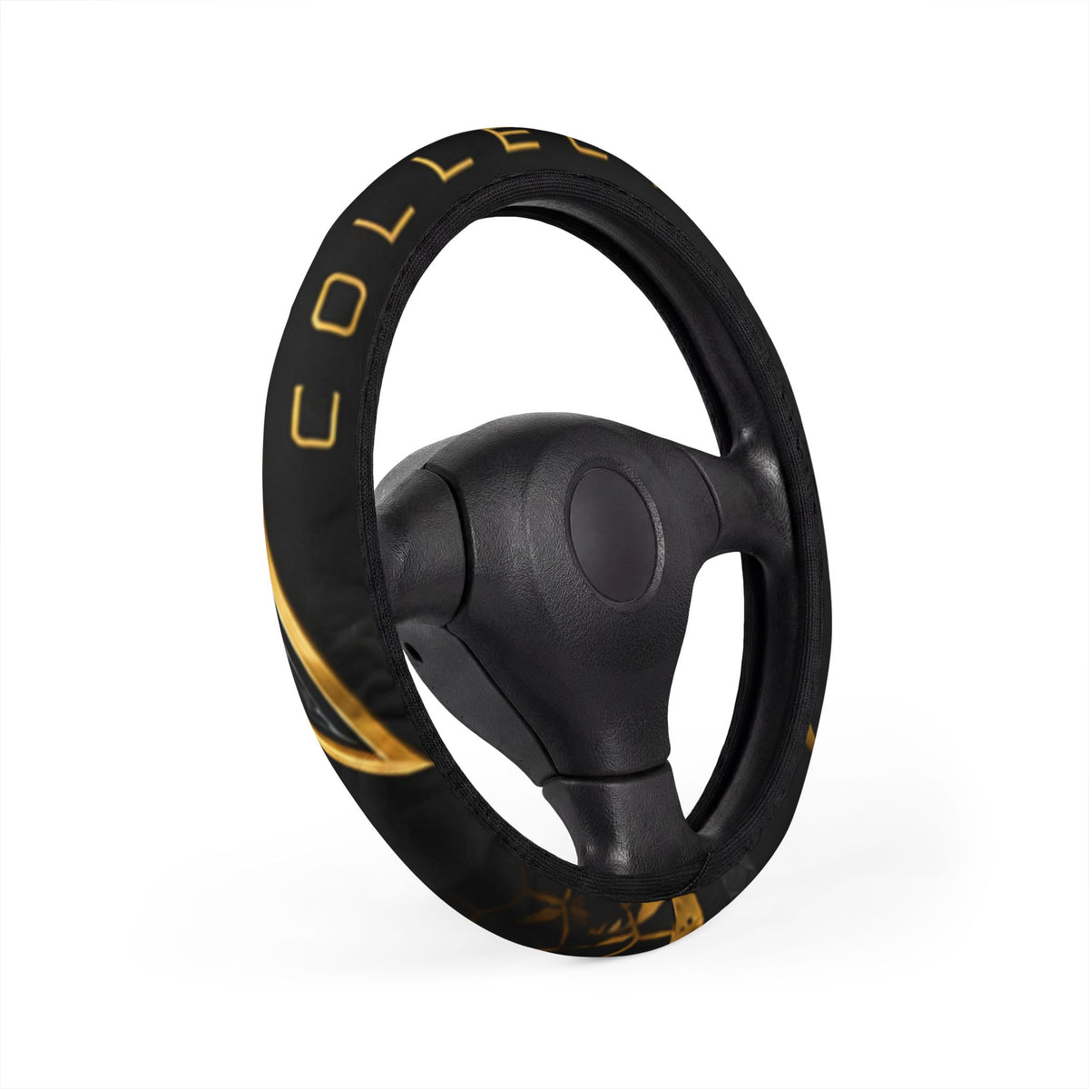 Tortoiseshell Pattern Car Steering Wheel Cover — Stylish Black & Amber Grip