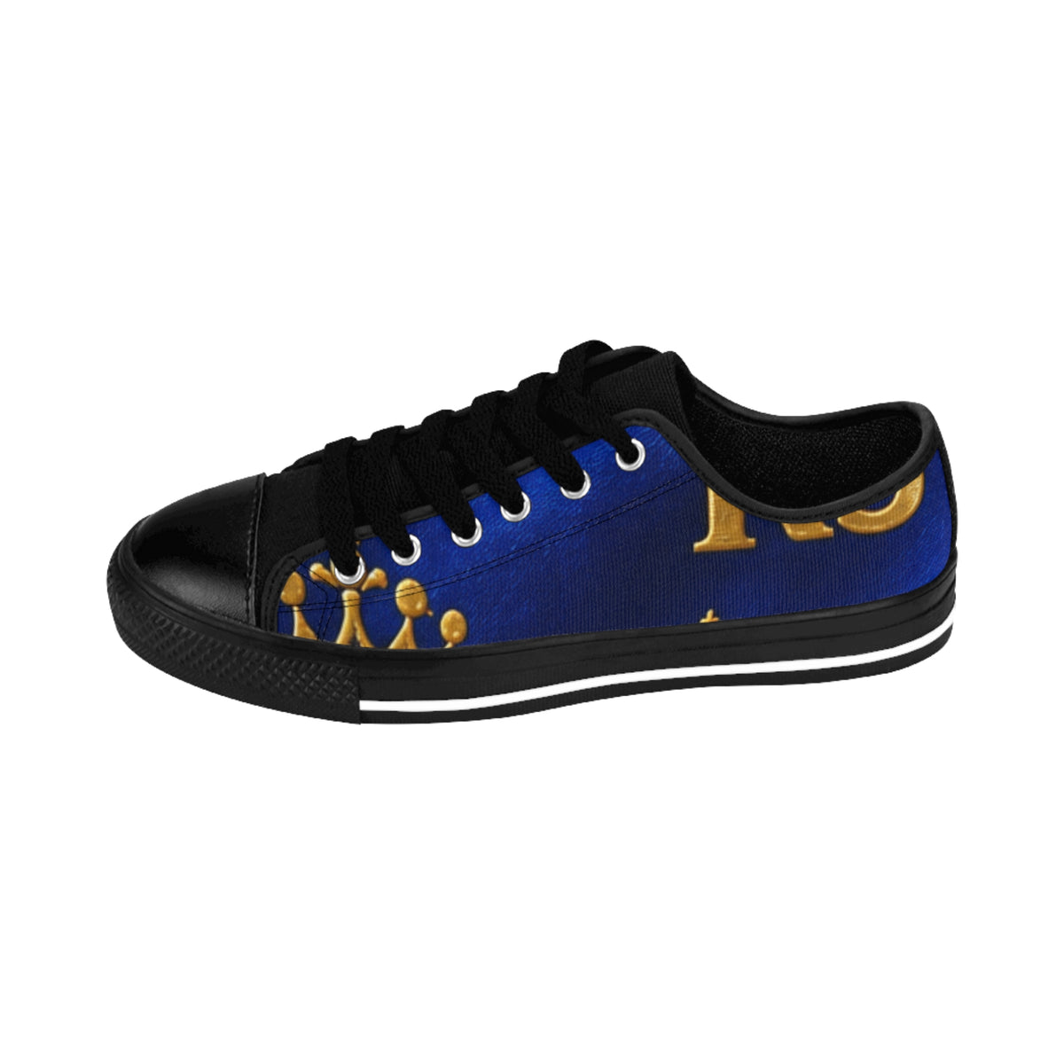 RIGGS 360 Royal Blue & Gold Lettered Men's Sneakers — Bold Casual Canvas Shoes