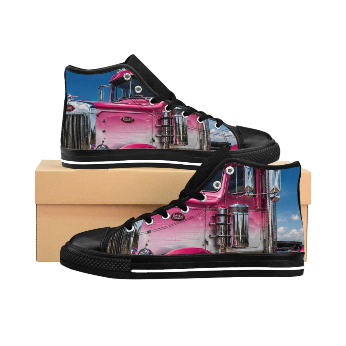 Truck Graphic High-Top Sneakers — Pink Semi Cab Print
