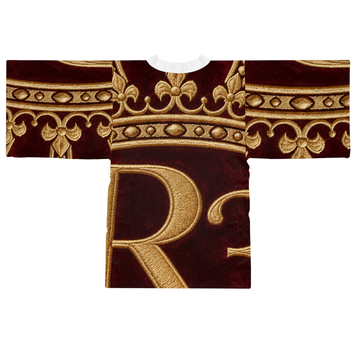 RIGGS 360 Regal Crown Monogram Kimono Robe - Gold Lettering All-Over Print