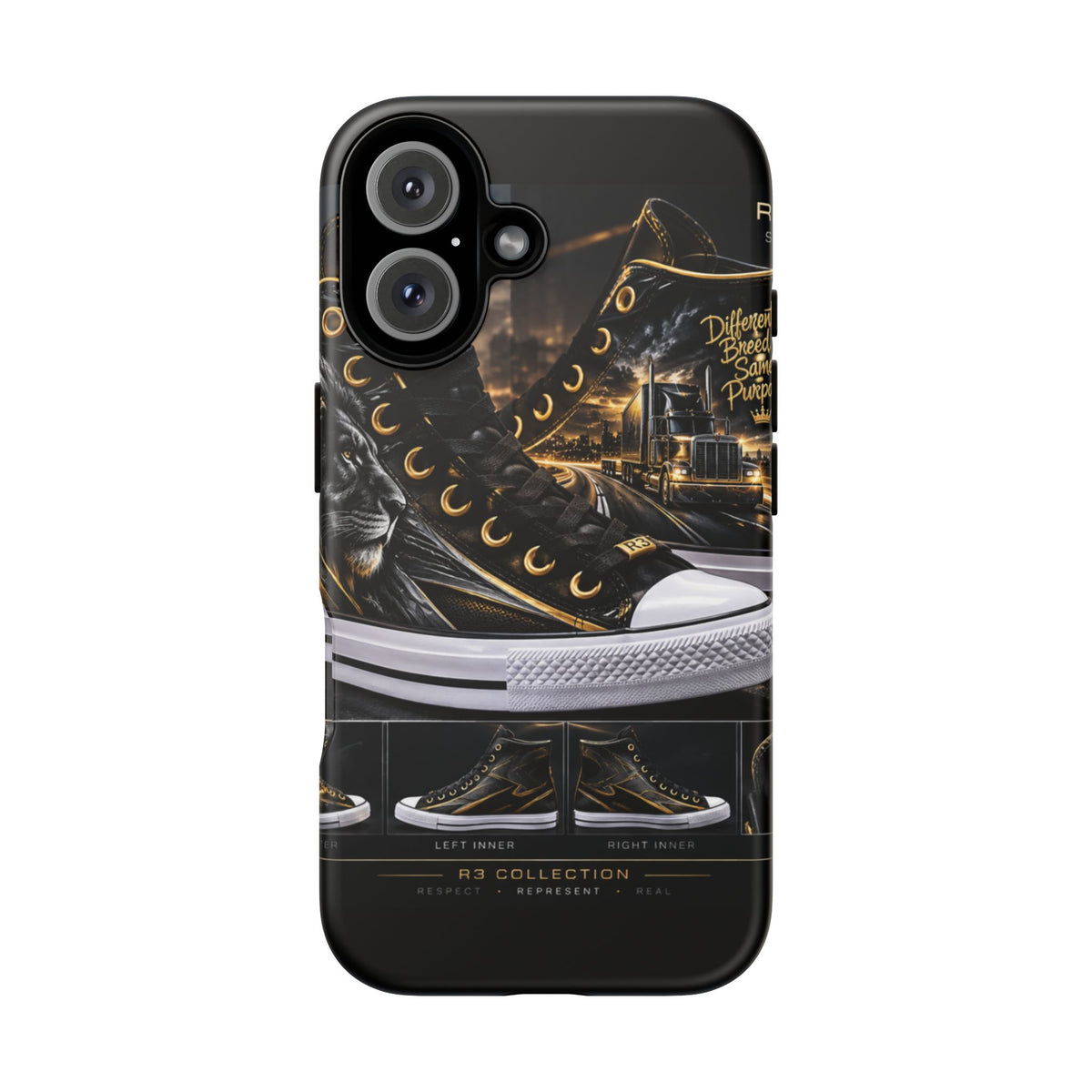 RIGGS 360 Phone Case — Black & Gold Sneaker Graphic Protective Tough Case