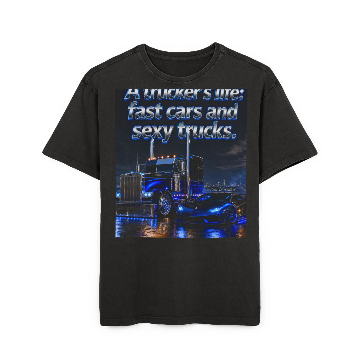 RIGGS 360 Trucker Life Acid-Wash Oversized Tee