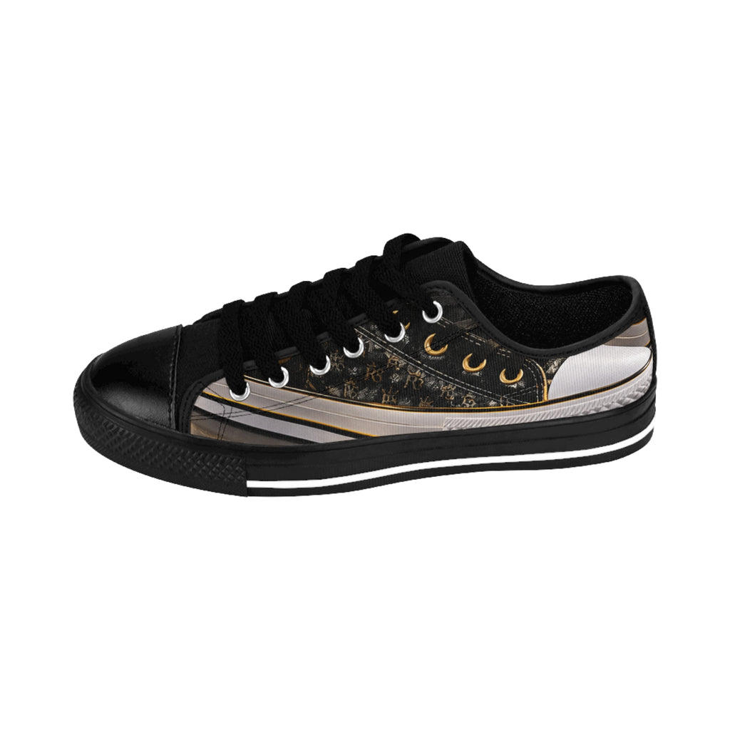 Women's Leopard Accent Sneakers — Black Low-Top Casual Shoes