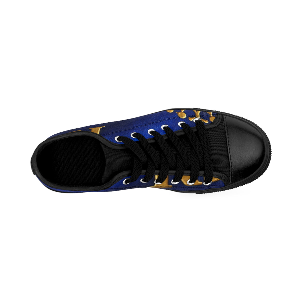 RIGGS 360 Royal Blue & Gold Lettered Men's Sneakers — Bold Casual Canvas Shoes