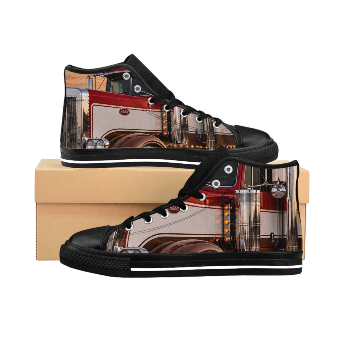 RIGGS 360 Vintage Firetruck Men’s Classic Sneakers — Retro Fire Engine Print High-Tops