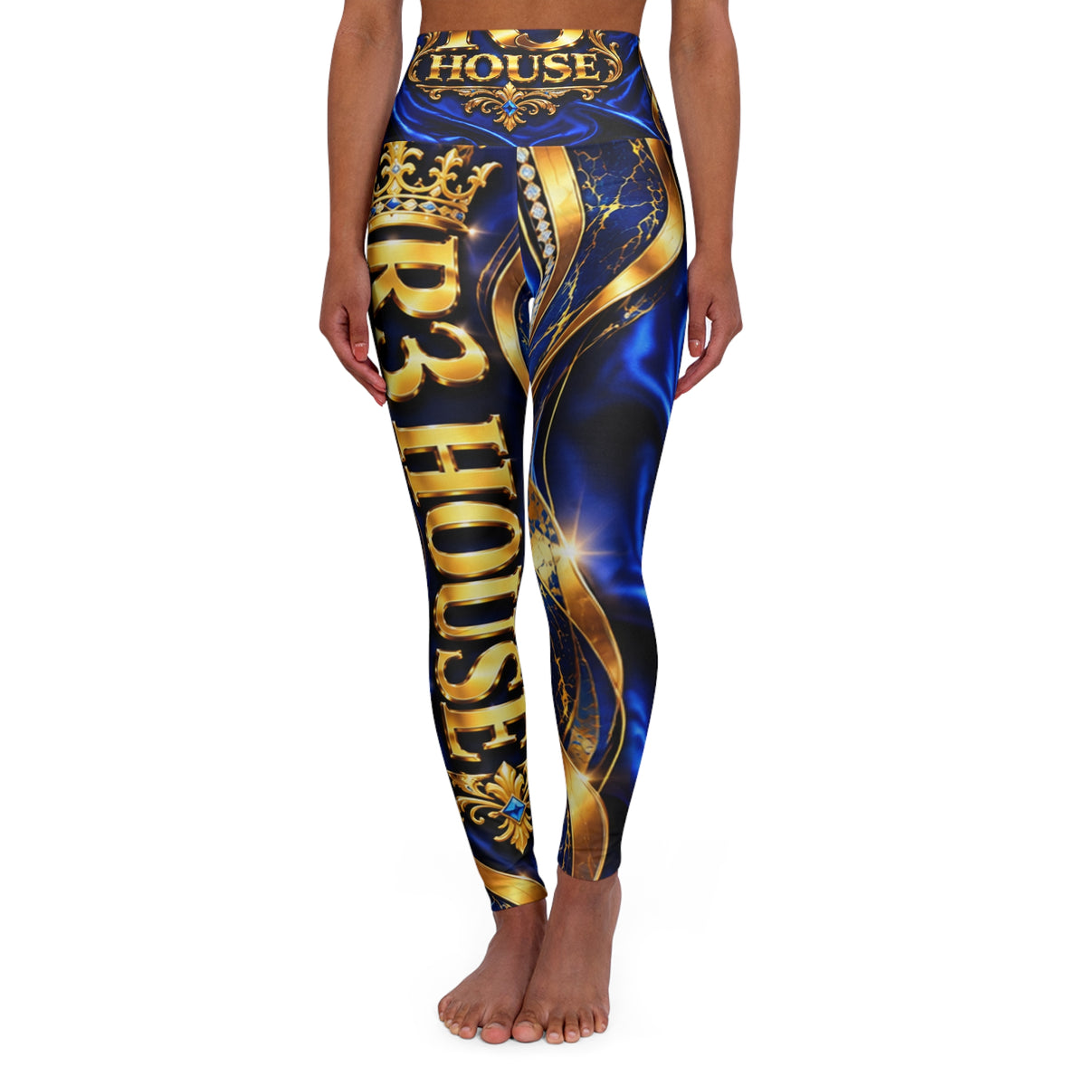 R3 HOUSE WOMENS BLUE & GOLD LEGGINS