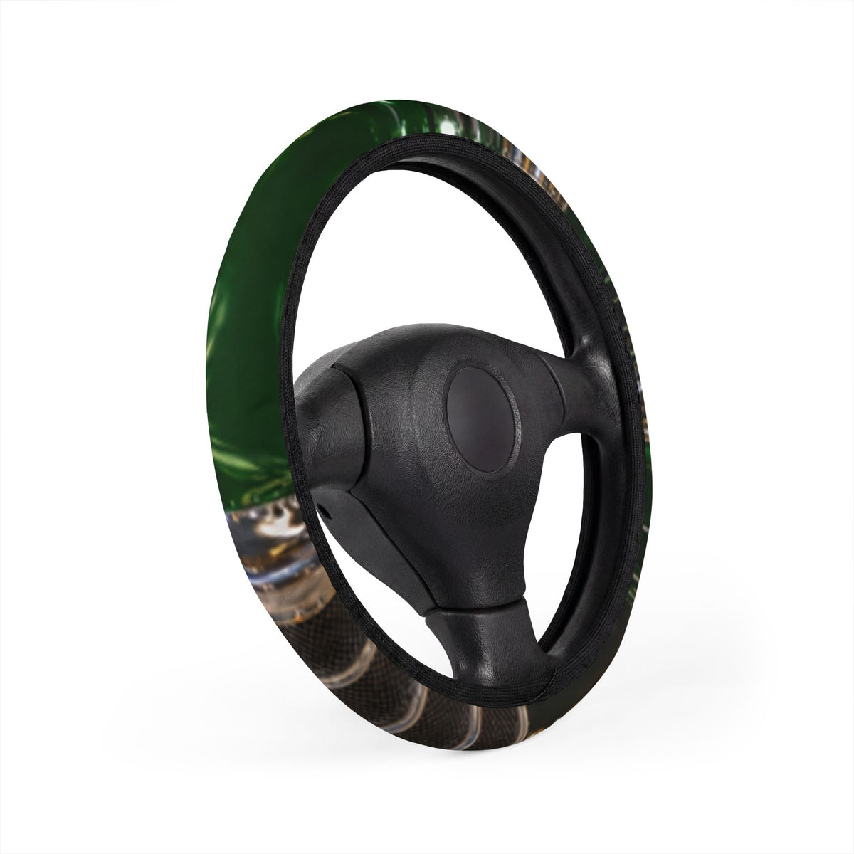 Camouflage Steering Wheel Cover — Green Camo Car Accessory, Grip & Protection