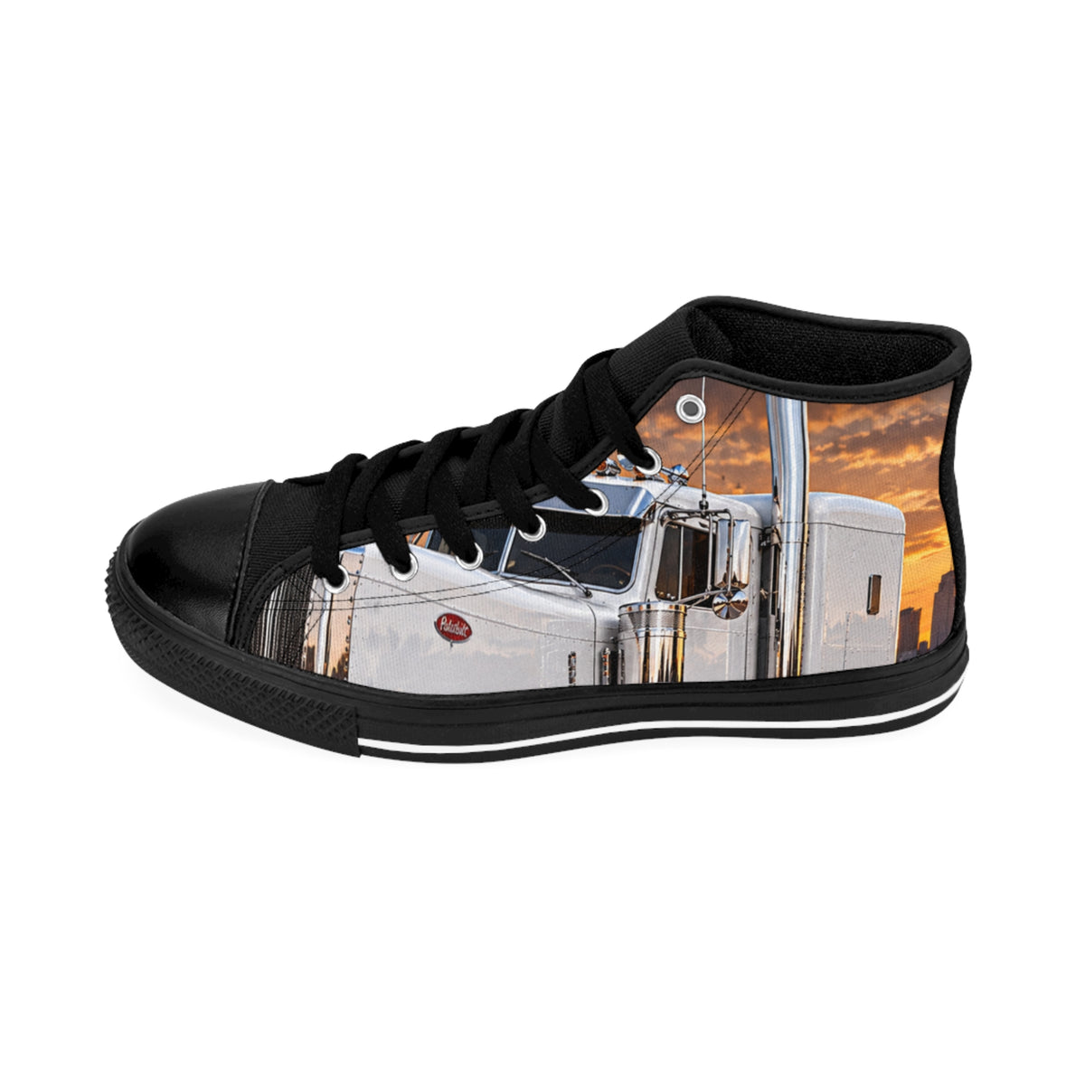 Trucker Print High-Top Sneakers — Men’s Classic Semi Truck Design