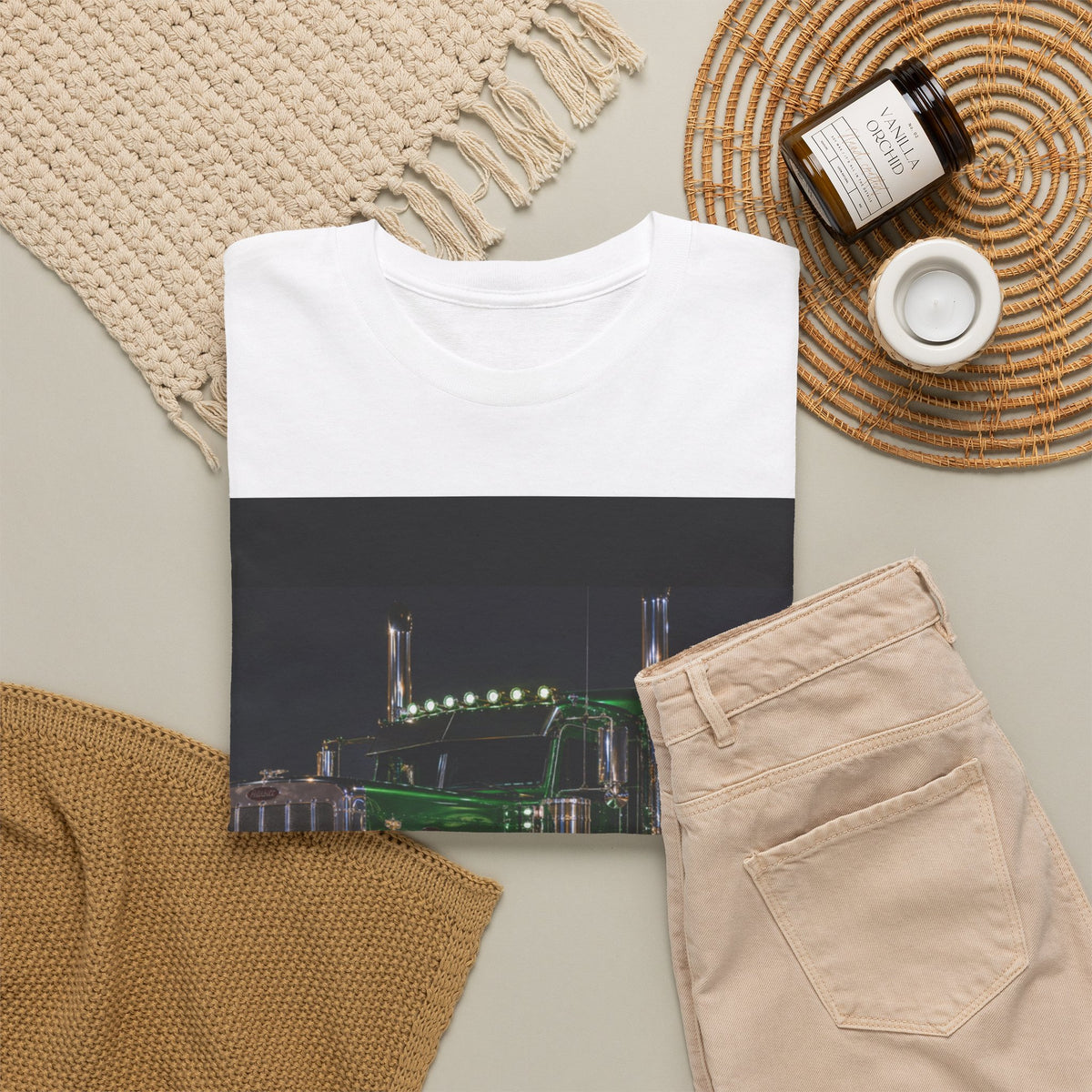 Semi Truck Tee — Green Lighted Big Rig Trucker Shirt