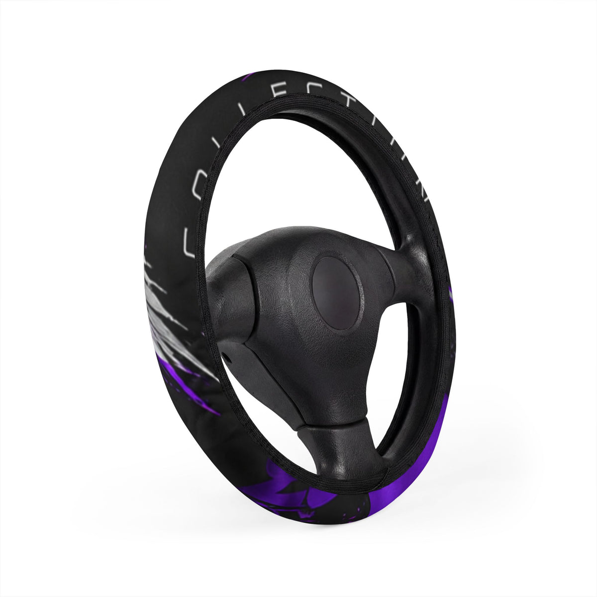 Purple Smoke Car Steering Wheel Cover — Black & Violet Grip