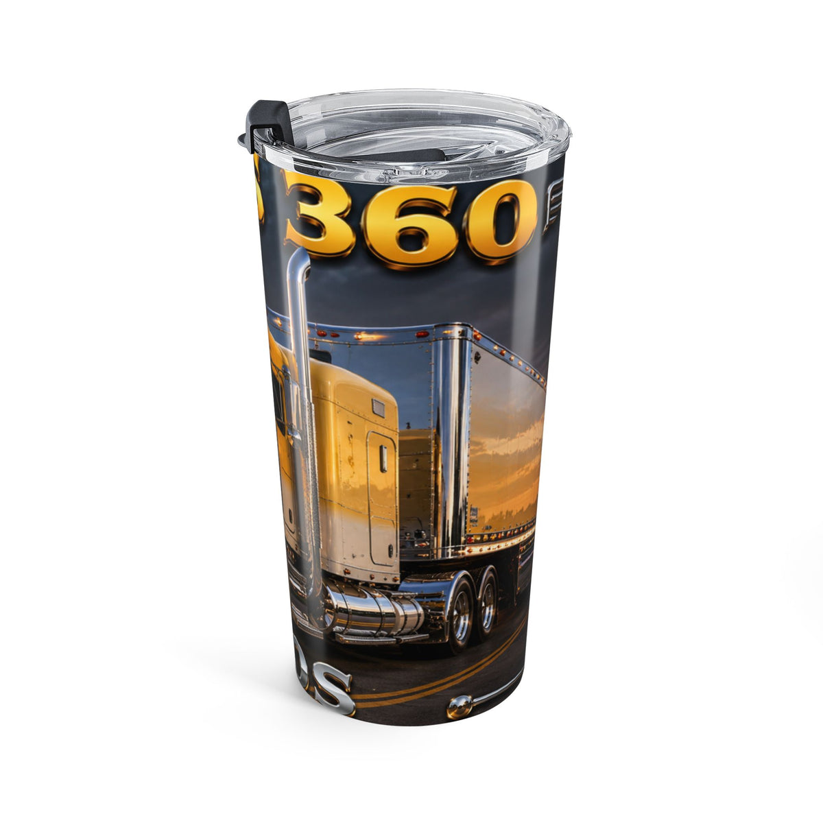 20oz Trucker Tumbler – Vintage Big Rig Sunset Travel Mug