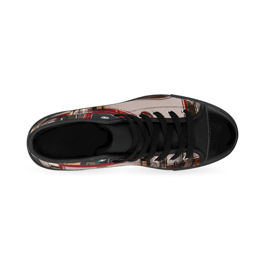 RIGGS 360 Vintage Firetruck Men’s Classic Sneakers — Retro Fire Engine Print High-Tops