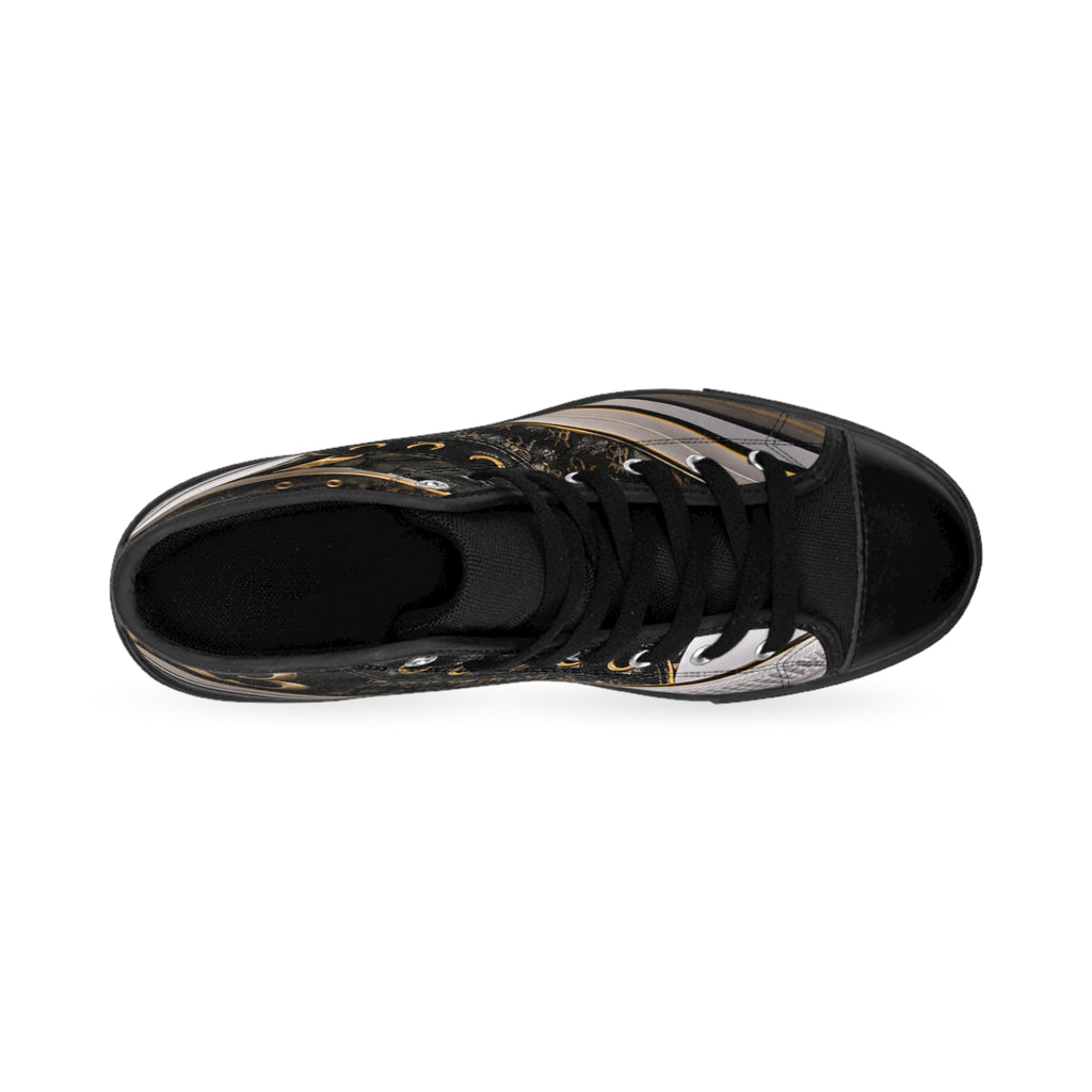 RIGGS 360 Black & Gold Monogram High-Top Sneakers
