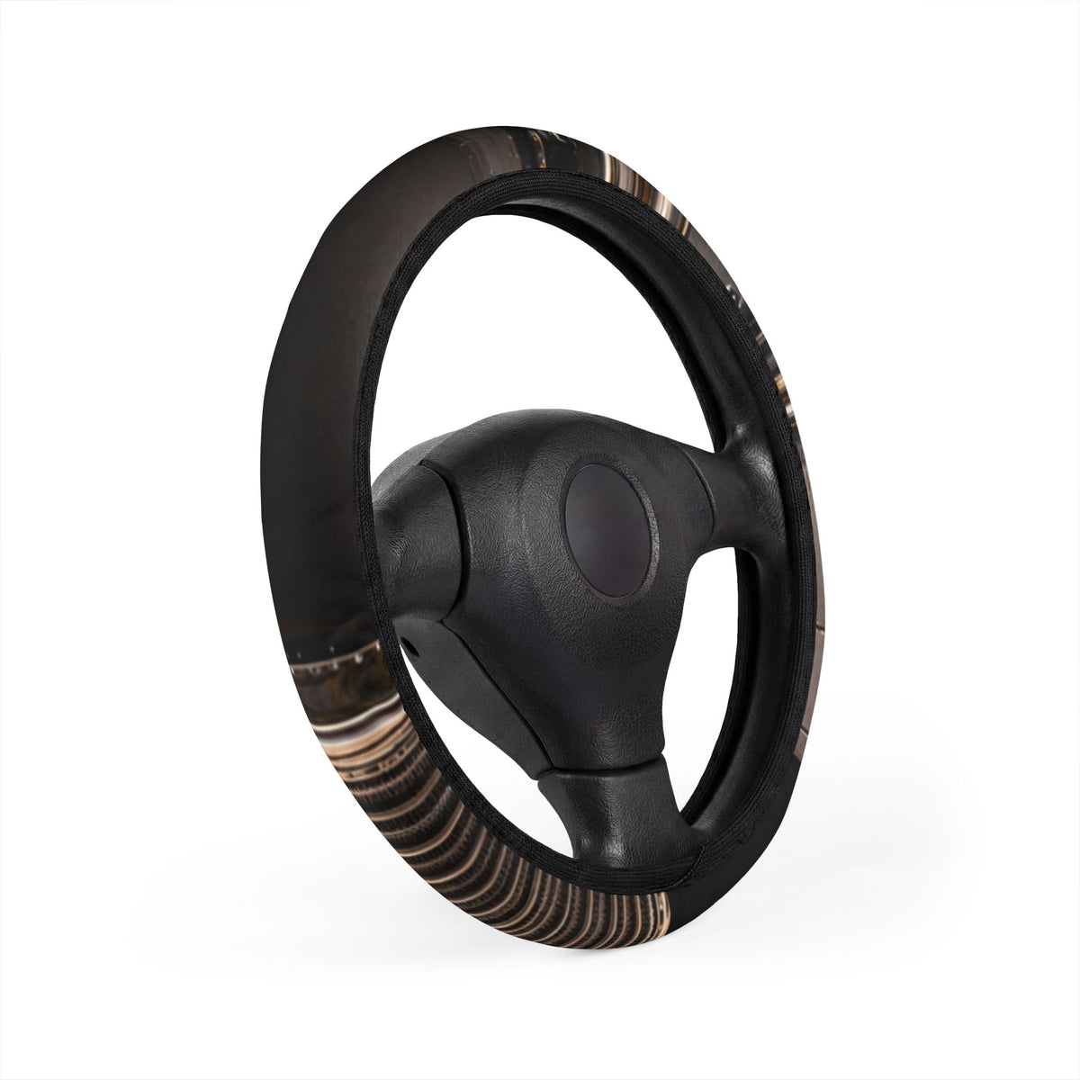 Steering Wheel Cover — Brown Wood Grain Anti-Slip Car Accessory