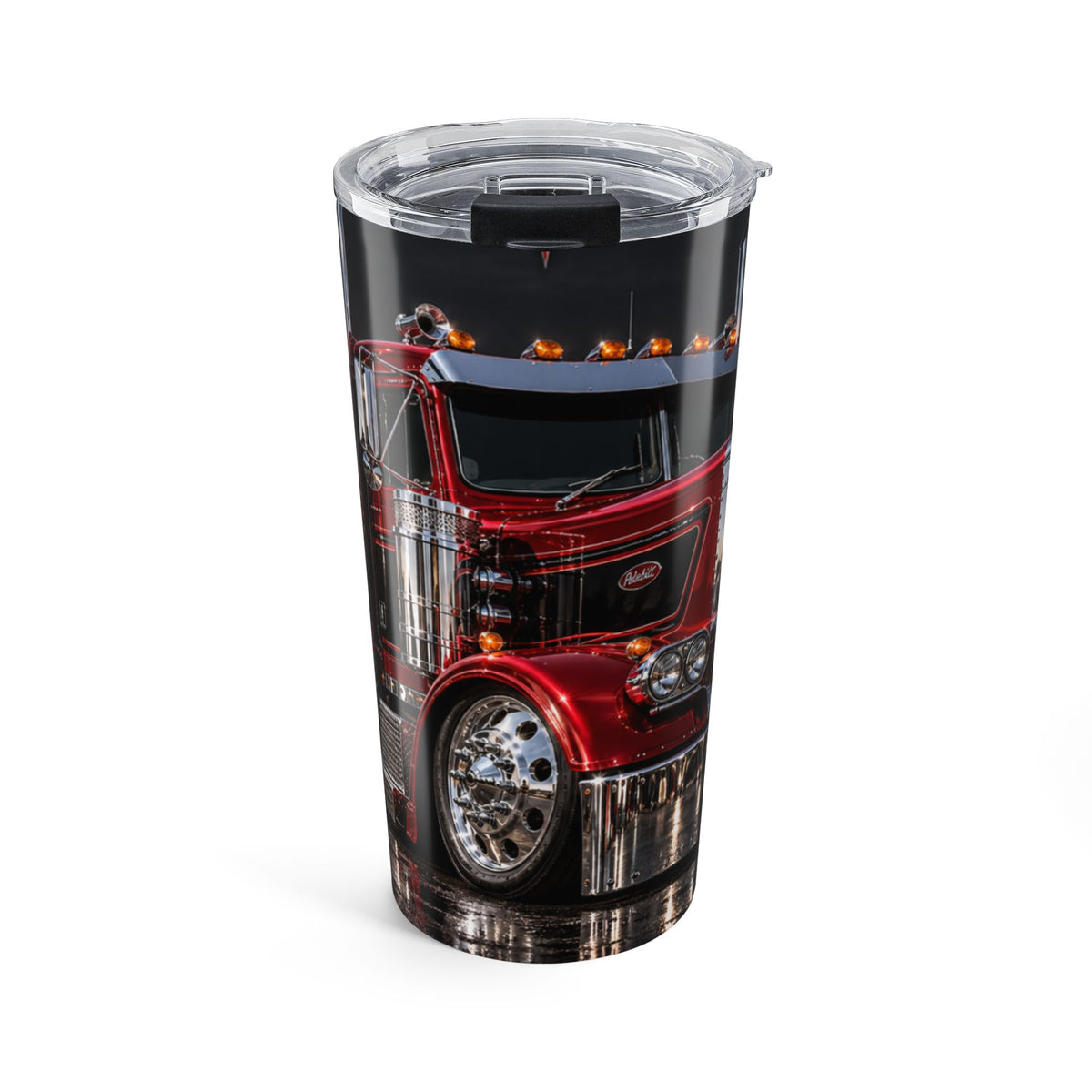 20oz Truck Tumbler — Red Big Rig Travel Cup, Trucker Gift