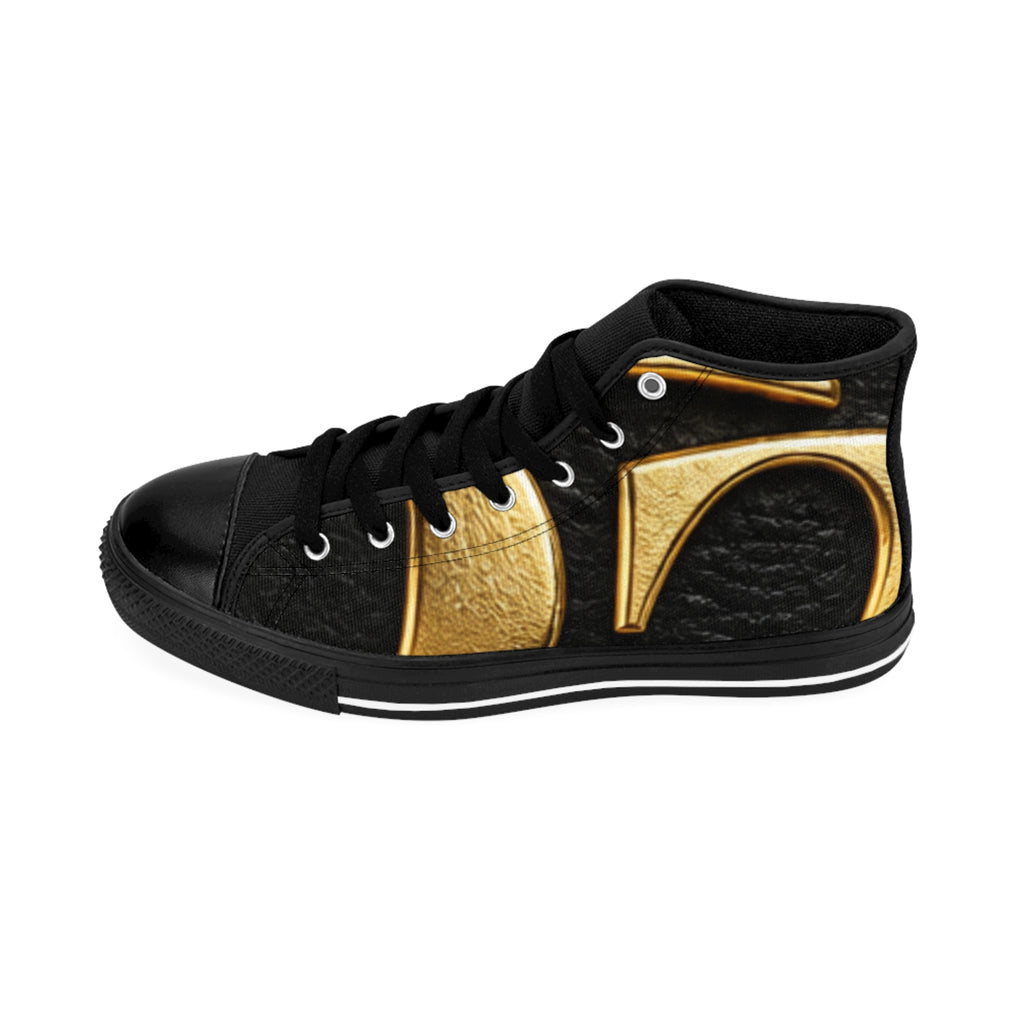Gold Accent High-Top Sneakers — Men's Classic Fashion Trainers