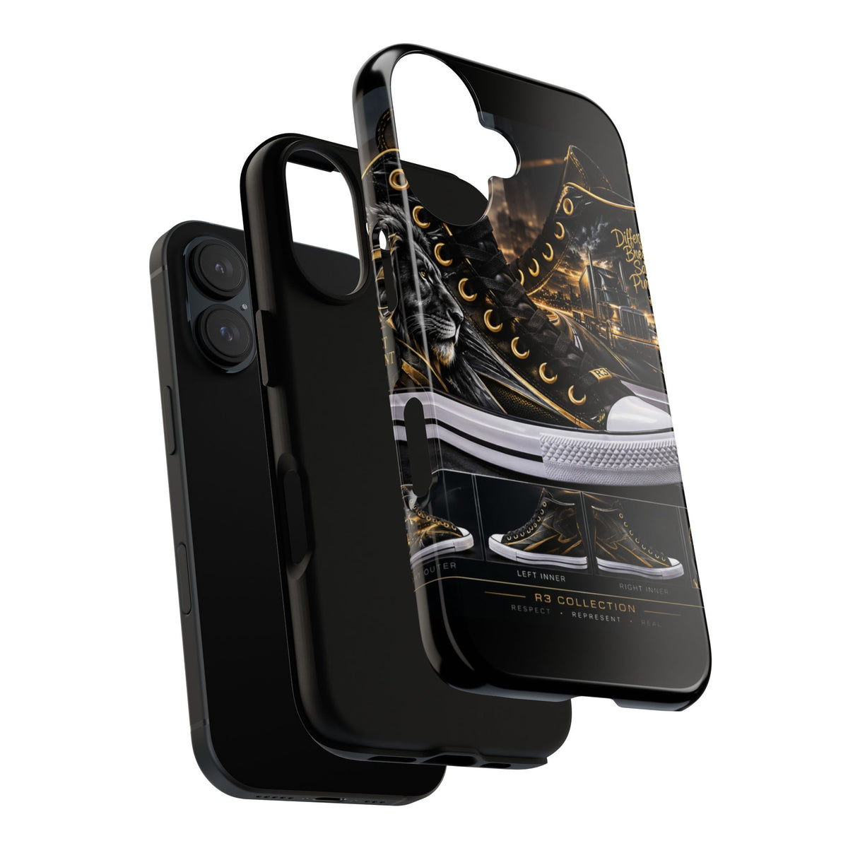 RIGGS 360 Phone Case — Black & Gold Sneaker Graphic Protective Tough Case