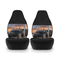Semi Truck Sunset Polyester Car Seat Covers — Heavy-Duty Driver Seat Protector