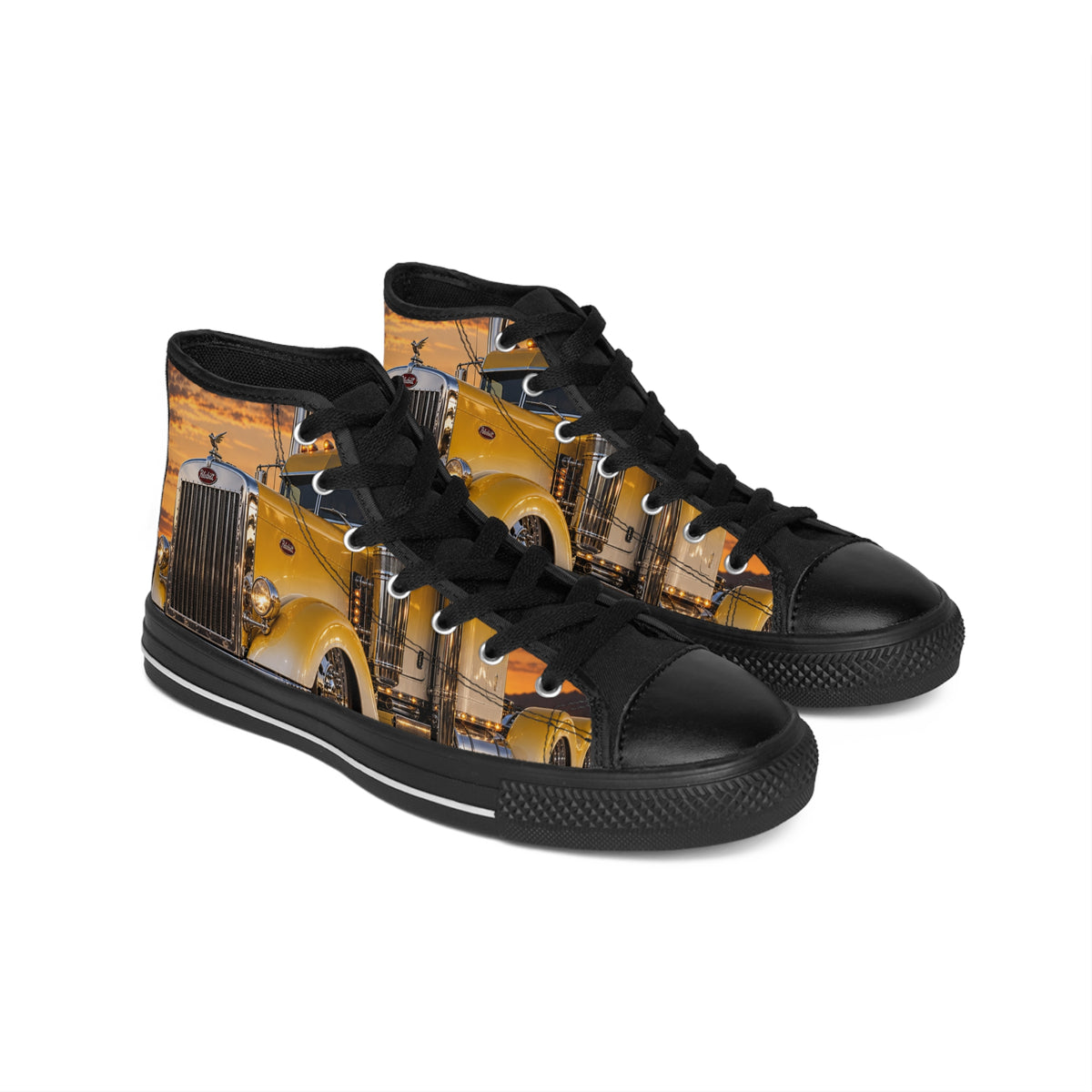 RIGGS 360 Yellow Semi Truck High-Top Sneakers — Men's Classic Truck Driver Shoes