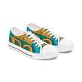 Low Top Sneakers — Teal & Gold Decorative Scroll Pattern