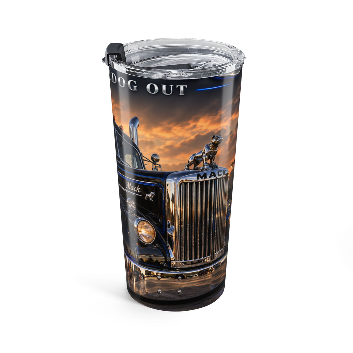20oz Truck Tumbler – 'The Bulldog' Sunset Semi Truck Travel Mug