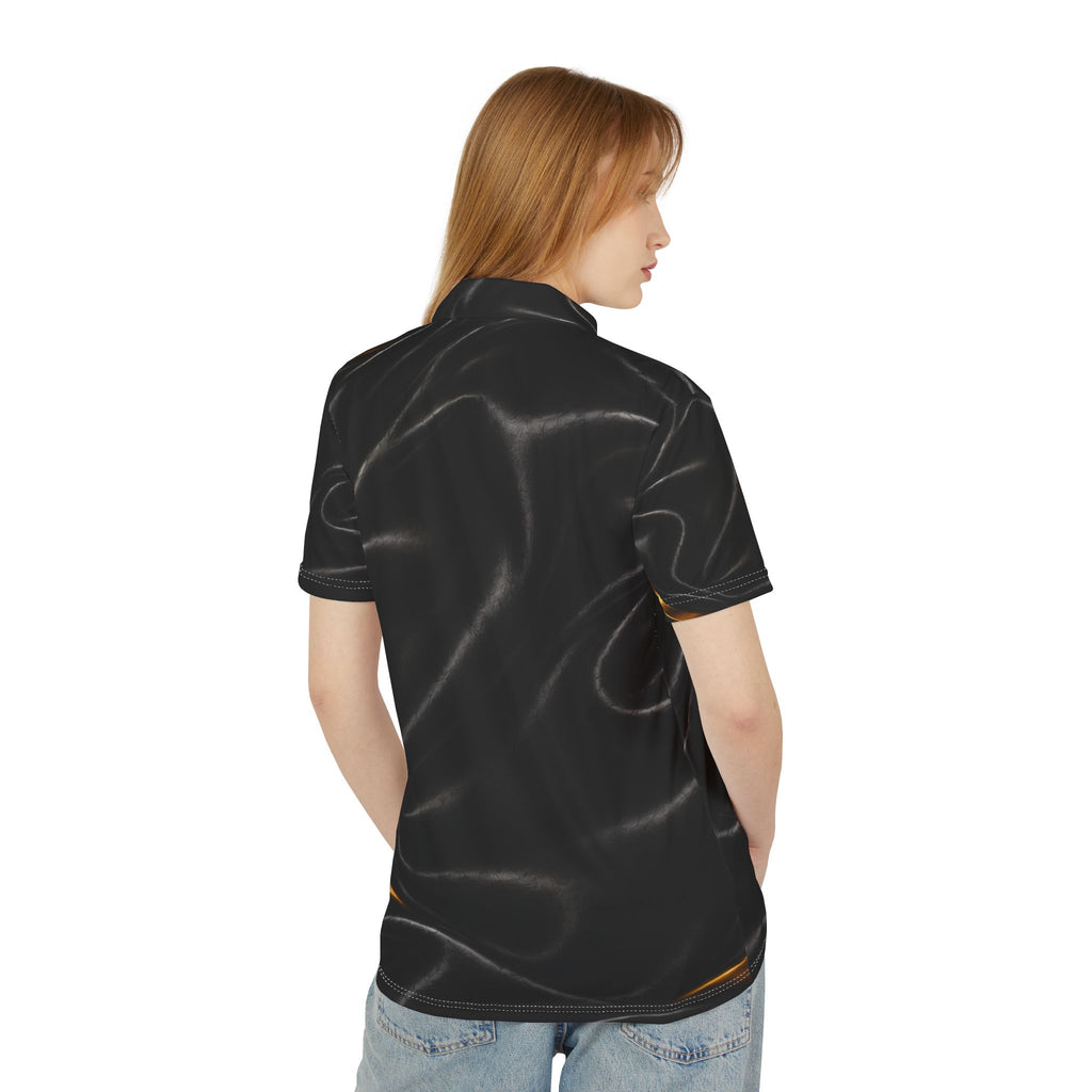 Baroque Crown Polo Shirt — Black & Gold Regal AOP Polo
