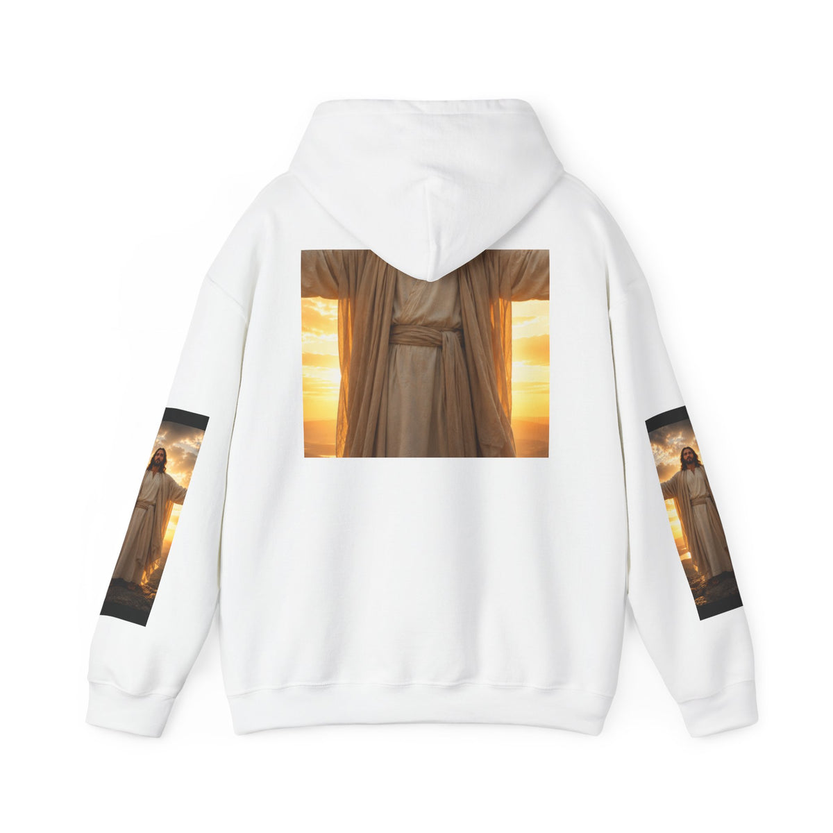 RIGGS 360 Sunset Cloak Hoodie — Serene Draped Robe Graphic Hooded Sweatshirt