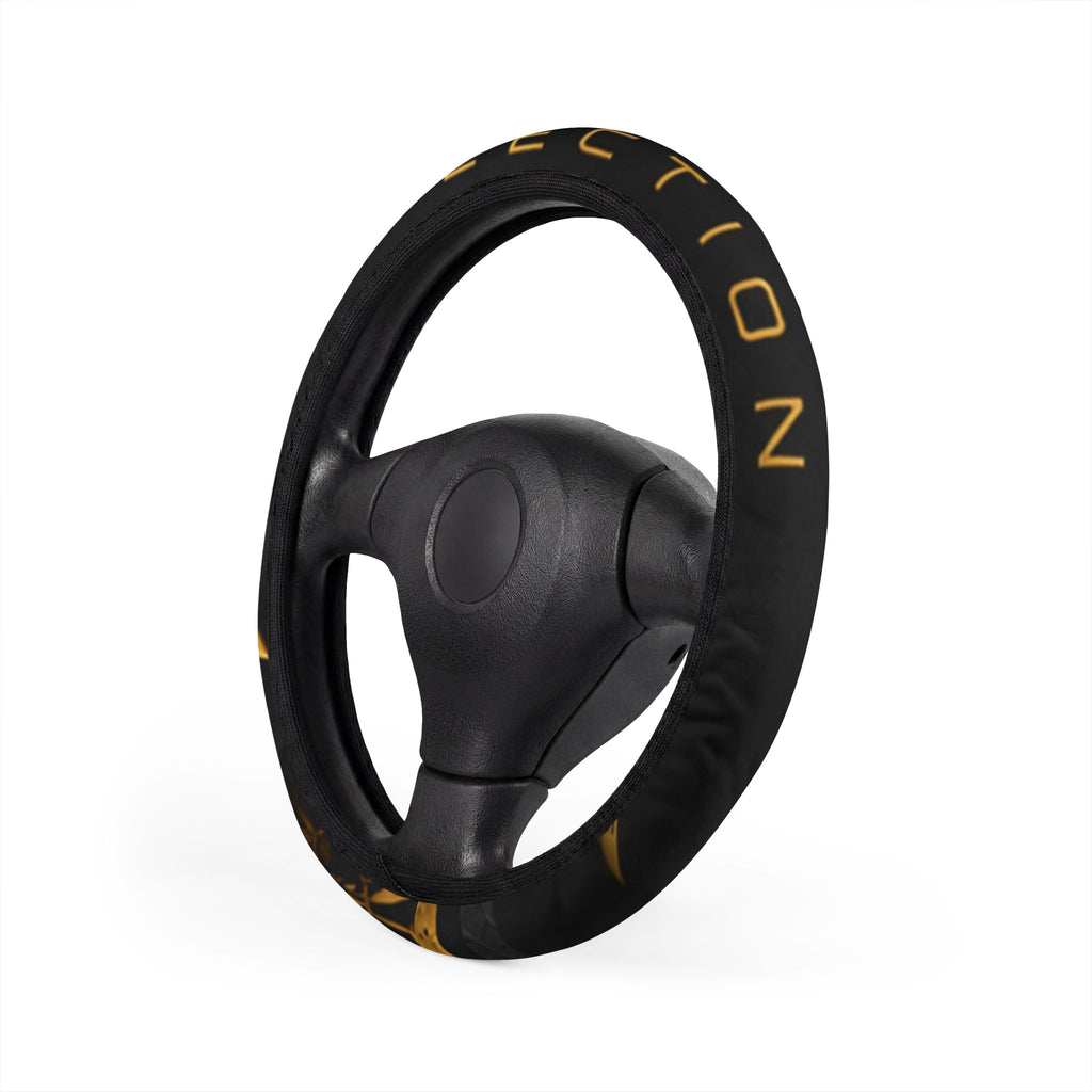 Tortoiseshell Pattern Car Steering Wheel Cover — Stylish Black & Amber Grip
