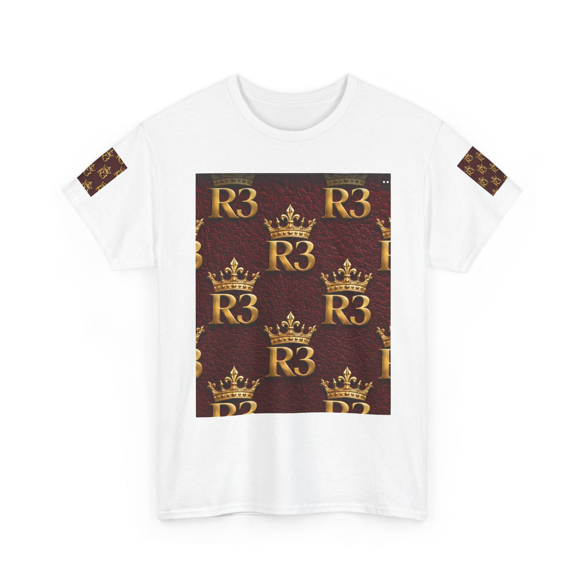 R3 Crown Pattern T-Shirt — Royal Monogram Graphic Tee