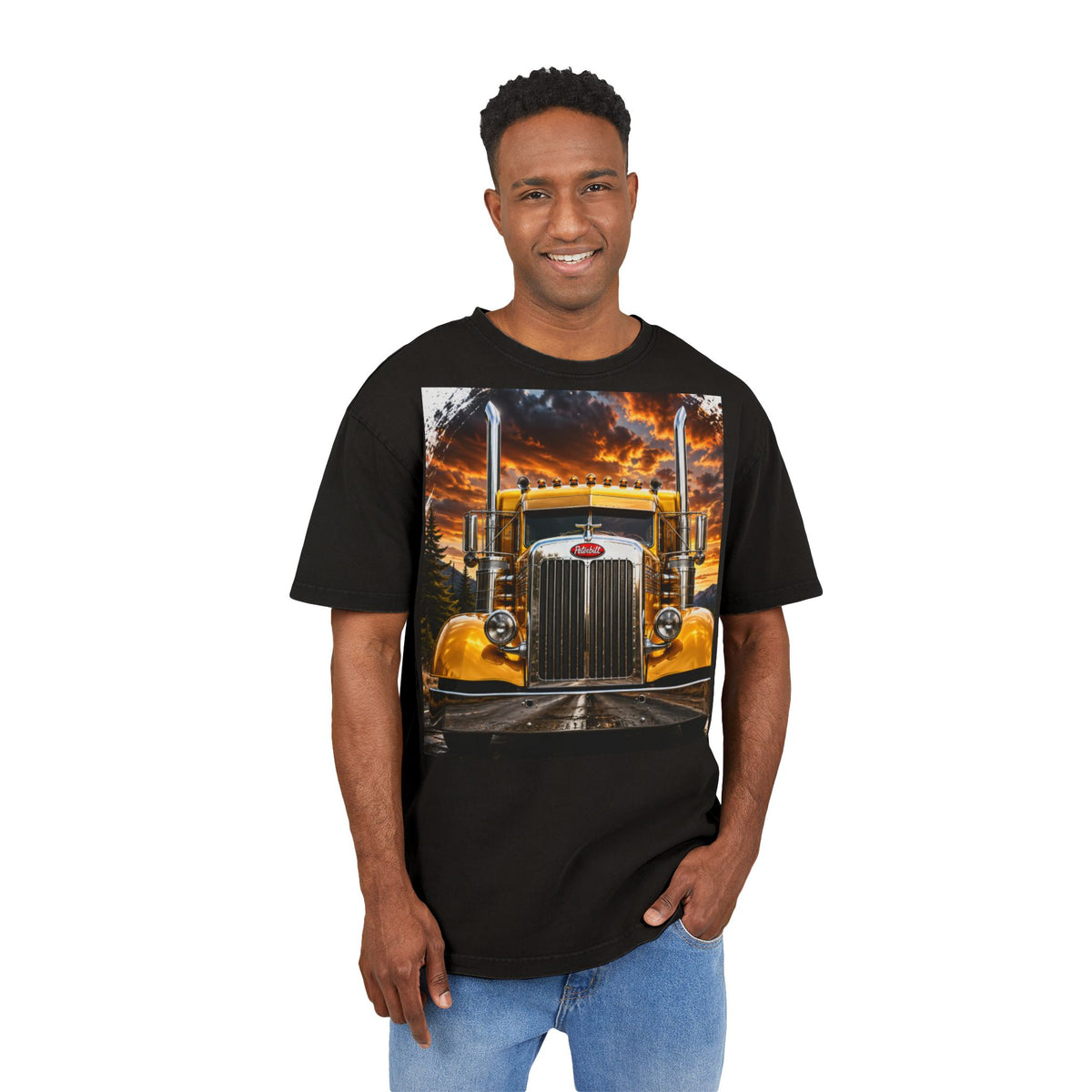 RIGGS 360 1940 Yellow Semi Truck Vintage Acid Wash Tee
