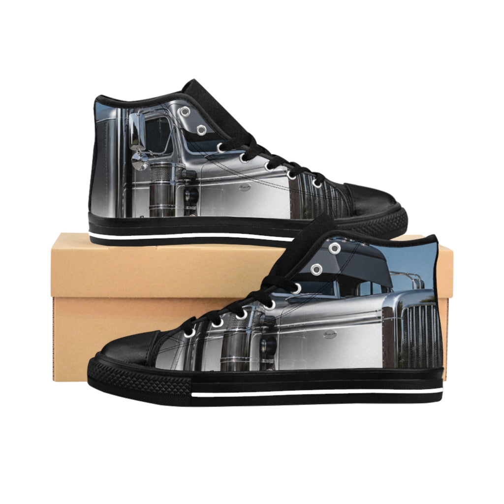RIGGS 360 Classic High-Top Sneakers — Industrial Metal Train Photo Print