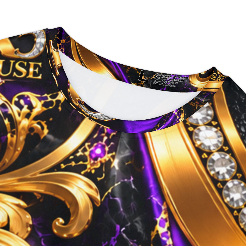 Baroque Crown Women's Tee — Luxe Gold & Purple All-Over Print