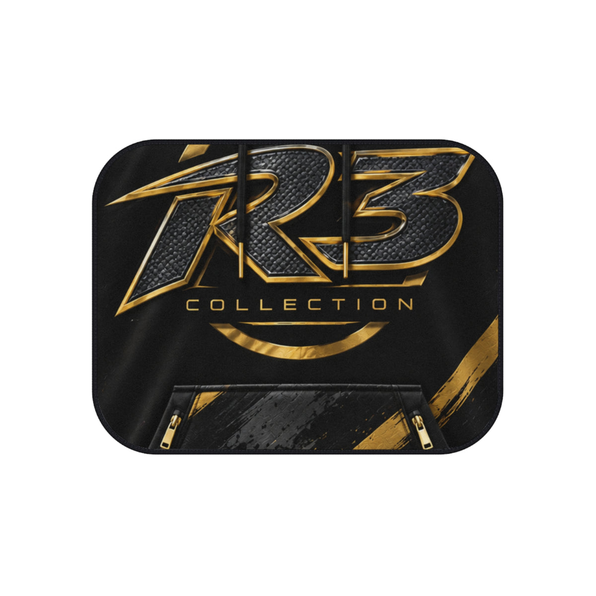 RIGGS 360 Luxury Black & Gold Car Floor Mats (Set of 4) – 'R3 Collection' Logo Design