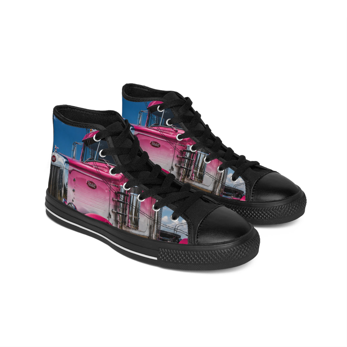 Truck Graphic High-Top Sneakers — Pink Semi Cab Print
