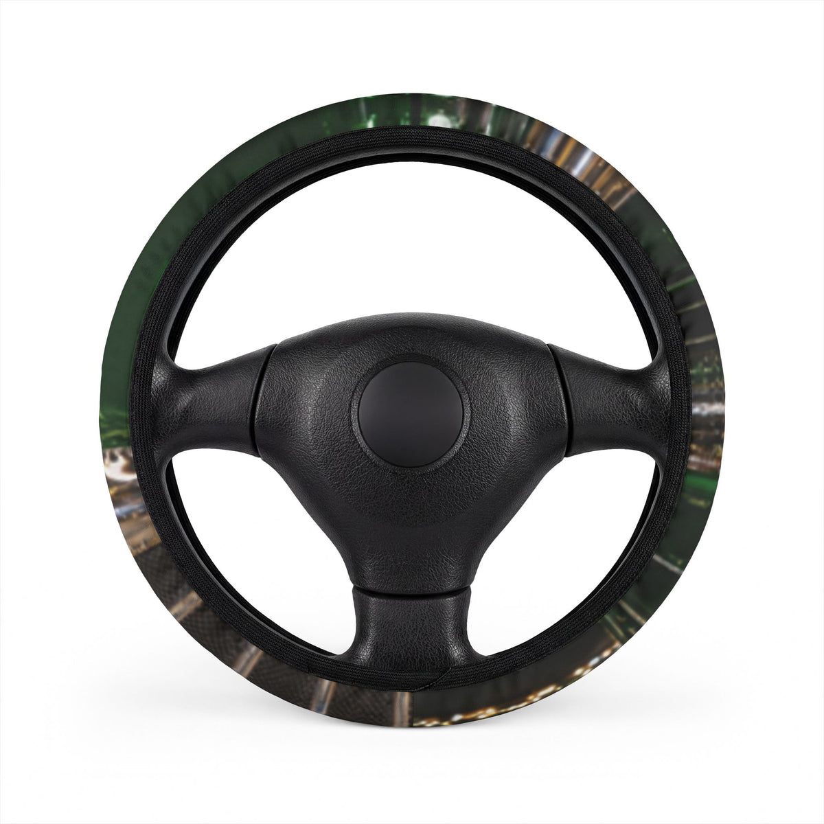 Camouflage Steering Wheel Cover — Green Camo Car Accessory, Grip & Protection