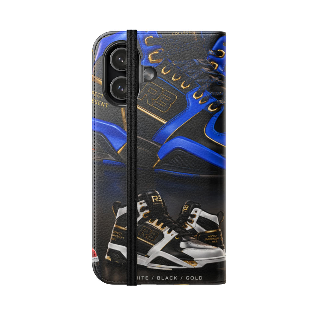 RIGGS 360 Sneaker Collage Flip Phone Case — Athletic Shoe Design Wallet Cover