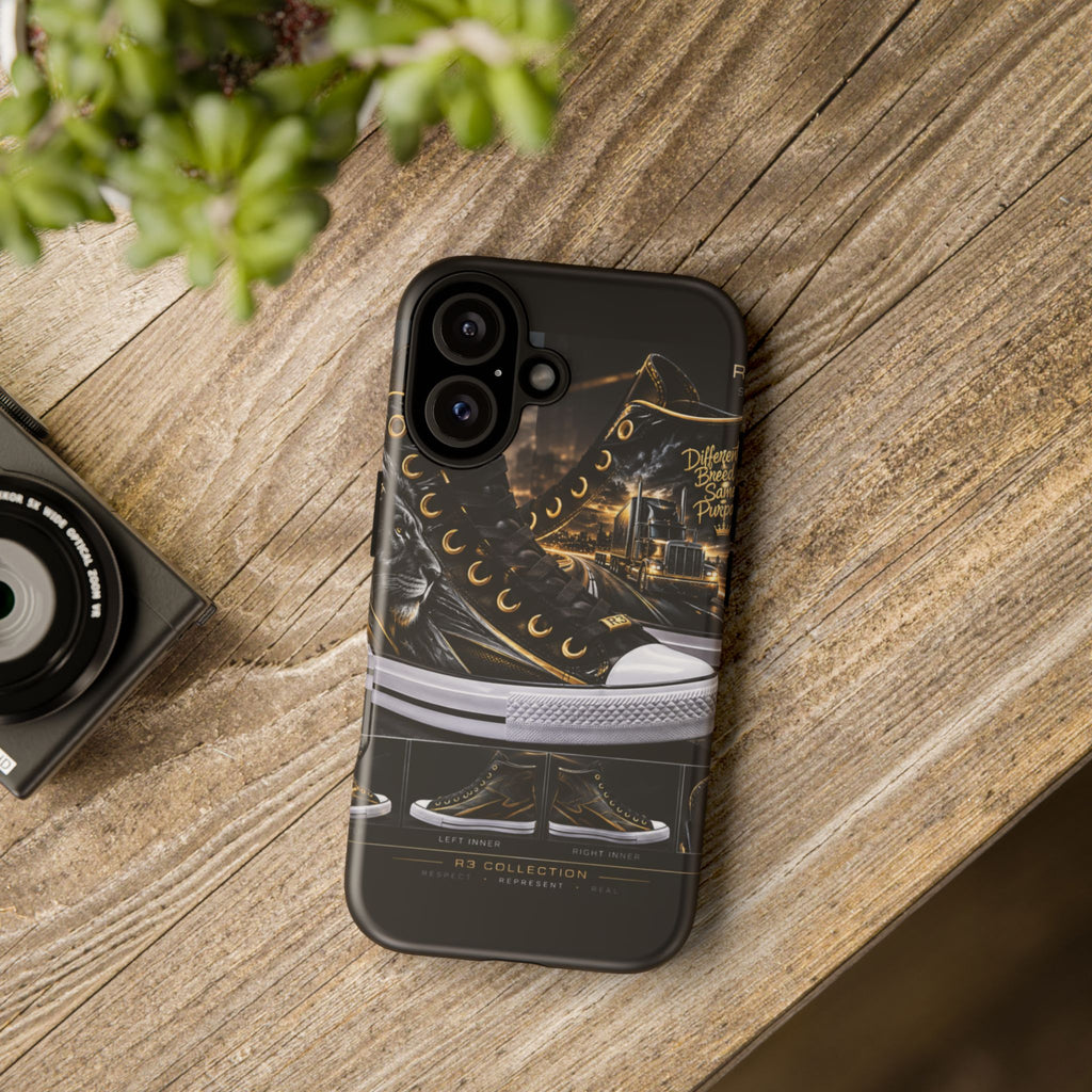 RIGGS 360 Phone Case — Black & Gold Sneaker Graphic Protective Tough Case