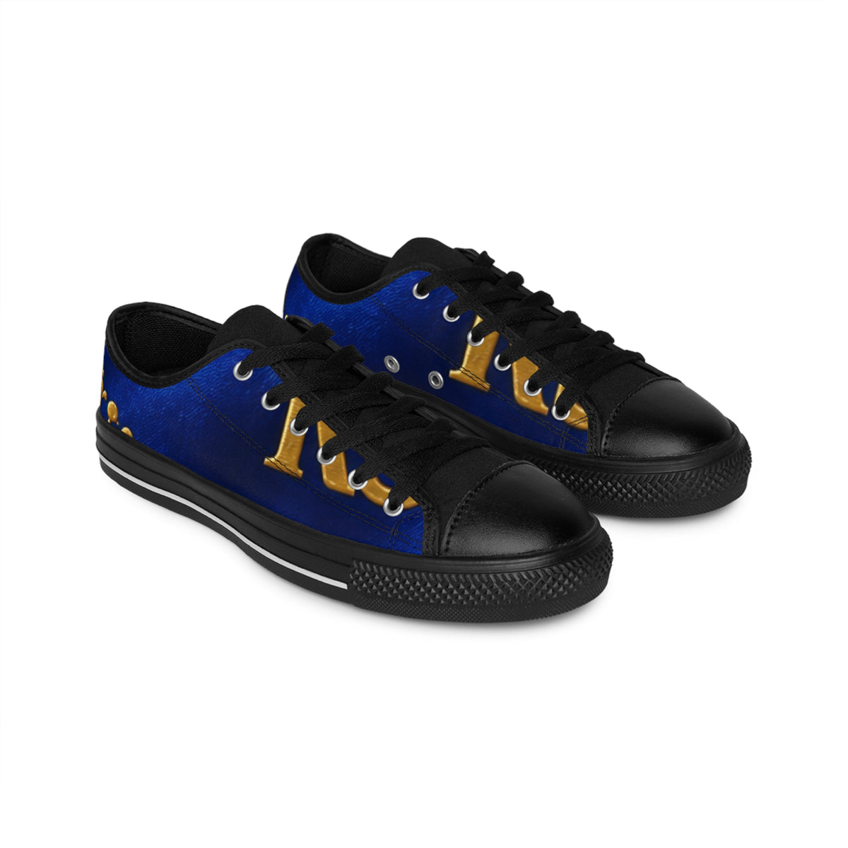RIGGS 360 Royal Blue & Gold Lettered Men's Sneakers — Bold Casual Canvas Shoes