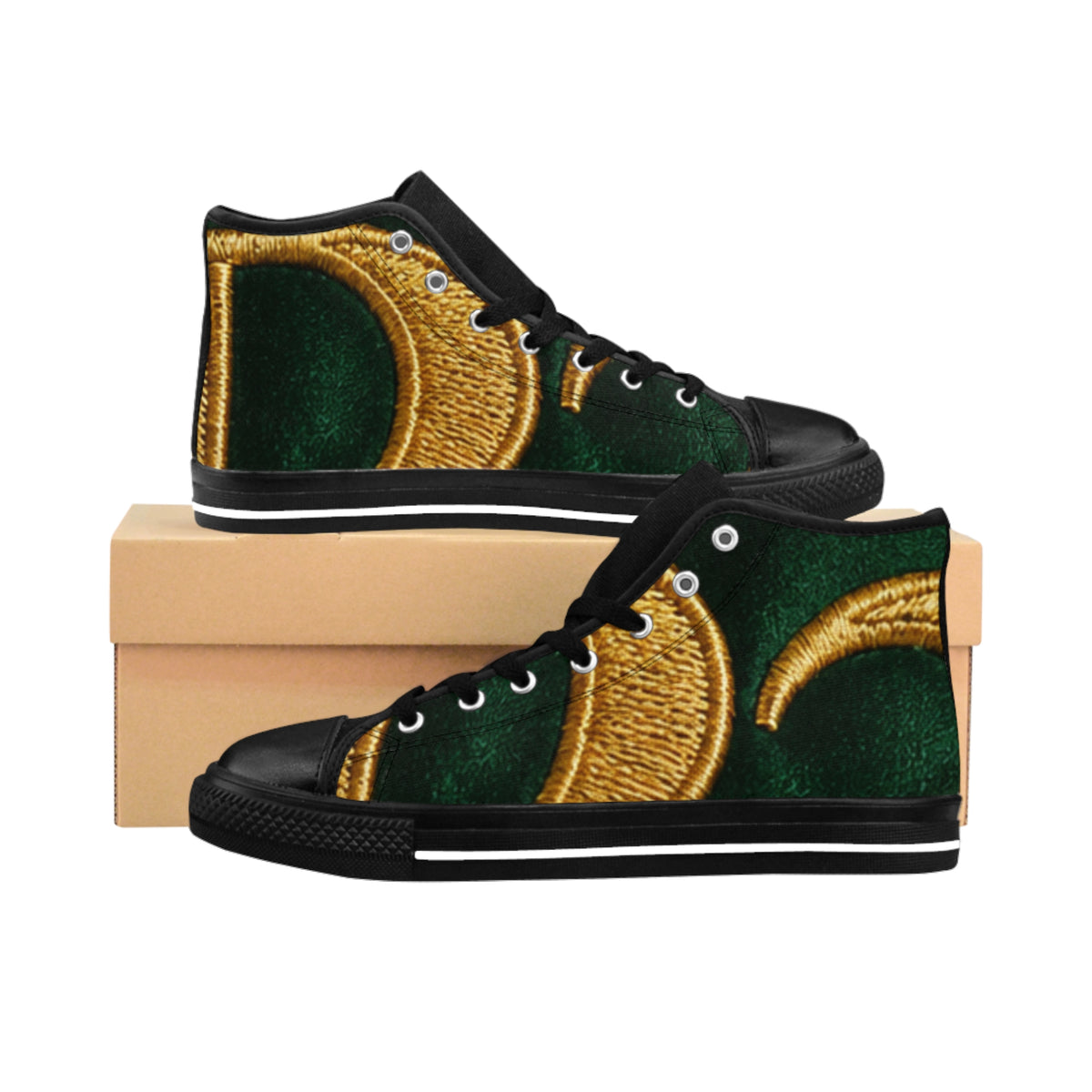 RIGGS 360 Green & Gold Crescent High-Top Sneakers — Men’s  Classic Canvas Shoes