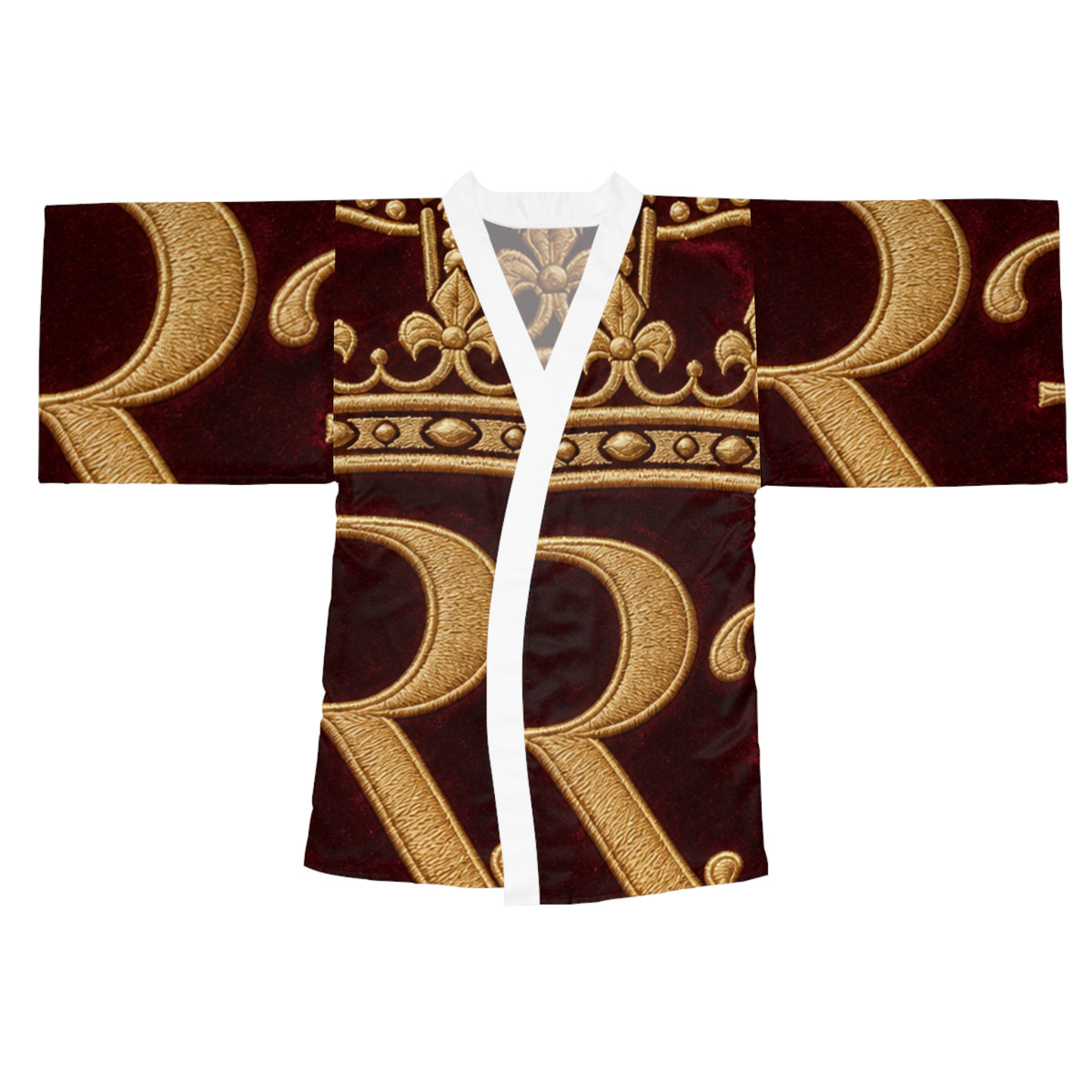 RIGGS 360 Regal Crown Monogram Kimono Robe - Gold Lettering All-Over Print